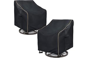 LSongSKY Outdoor Swivel Lounge Chair Cover 2 Pack,100% Waterproof Heavy Duty Outdoor Chair Covers,(33 W x 35 D x 38.5 H inches) Patio Furniture Cover for Swivel Patio Lounge Chair,Black
