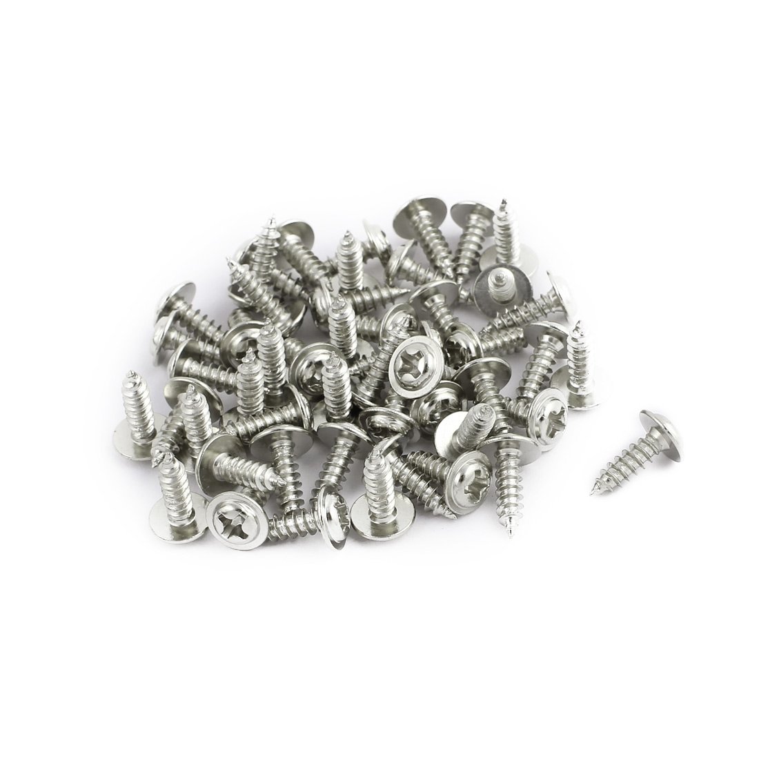 Sourcingmap 50pcs M3x10mm Stainless Steel Round Head Phillips Self Tapping Machine Screws w Washer