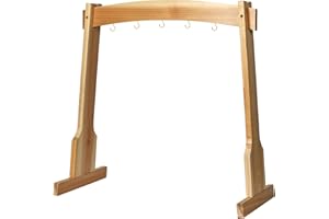 Amcortn Chime Stand for 5 Chimes, 14" Gong Target Stands, Wind Chimes Wood Stand, Light & Portable Multipurpose Stand, Easy Assembly for Sound Healing, Meditation, Yoga