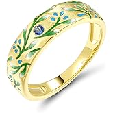 Santuzza 925 Sterling Silver Enamel Flower Pattern Ring for Women