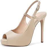 Joseywade Women's Peep Toe High Heels Slingback Pumps Platform Stiletto Heel 5 Inches Party Wedding Dress Shoes