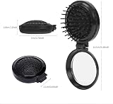 Mozeat Lens Round Folding Hair Brush with Mirror 2Pcs Black & Rose Red view 4