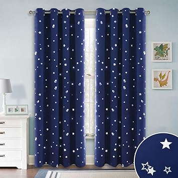 Amazon Com Ryb Home Curtains 84 Inches Long Silver Star