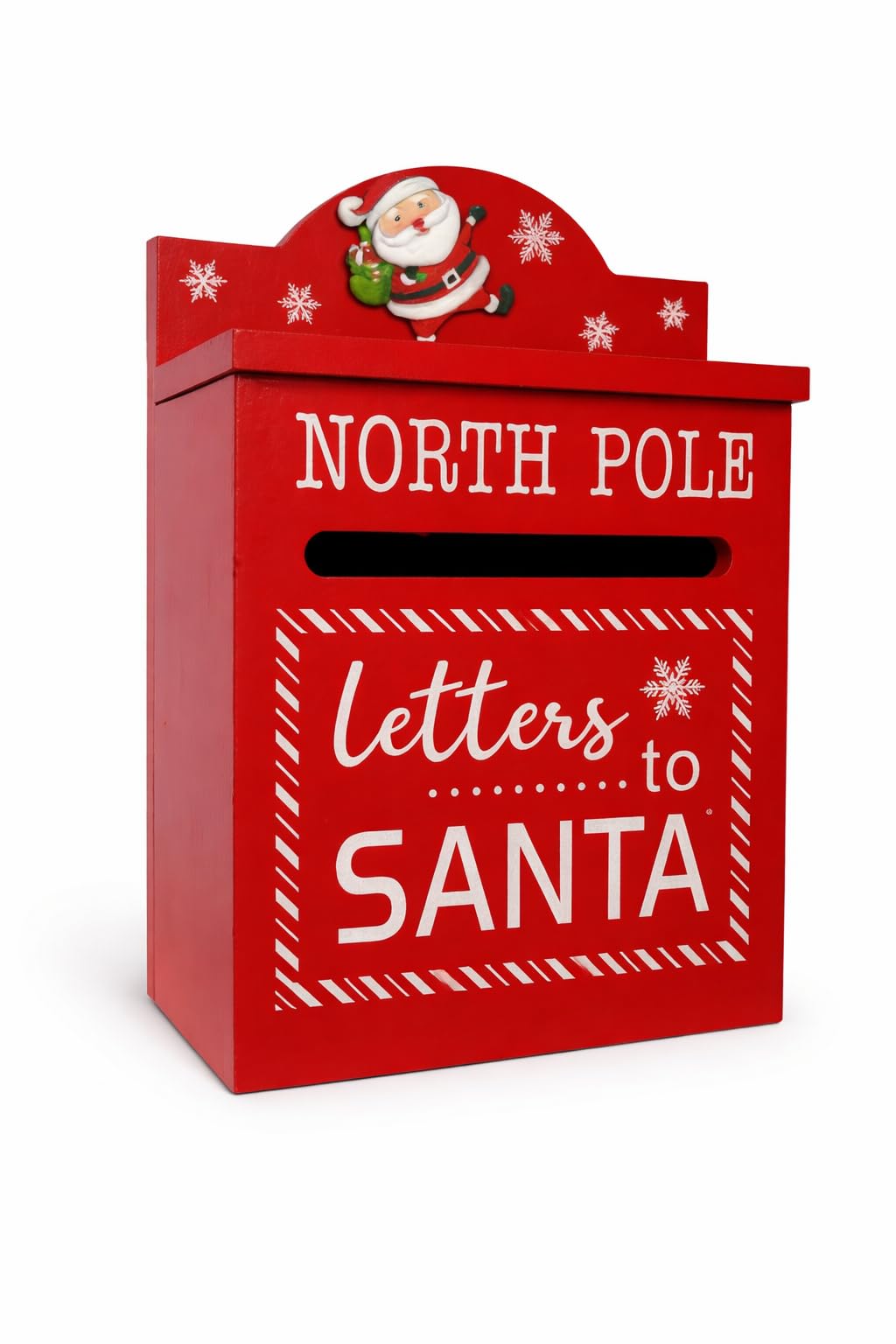 eBoutik - Wooden Letters to Santa Box – Traditional North Pole Santa Mailbox Christmas Decoration – Festive Xmas Eve Letter Post Box Home Holiday Decor