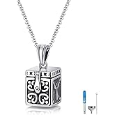 Silver Locket Urn Pendant Necklace Classic Angel Prayer Box Urn for Loved One Cremation Ashes-Always in My Heart Memorial Jewelry