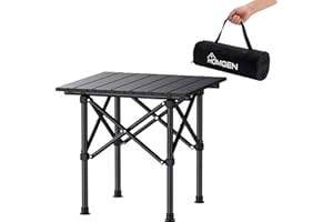 HOMGEN Durable Camping Foldable Table-Easy to Set up-Stable and no Wobbling-16'' Height Small Folding Table-16'' L x 16'' W D