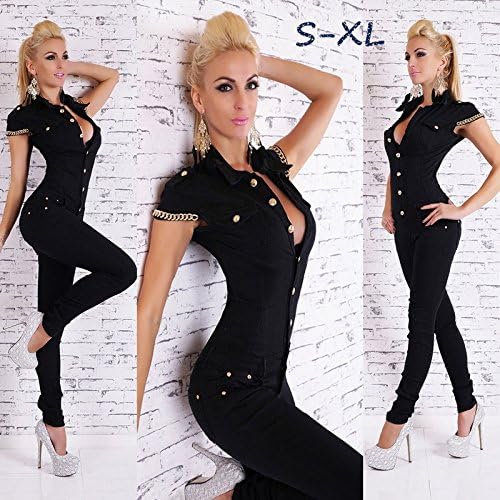 Fashion Denim Long Jumpsuit Sexy Deep V Neck Jean Combinaison Black Playsuit Overalls For Women