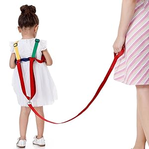 Toddler Leash & Harness for Child Safety,2 in 1 Anti Lost Wrist Link Baby Walking Harness for 0-5 Years Kids (Yellow&Green)