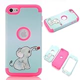 iPod touch 6 Case,iPod touch 5 Case,JMcase[Lovely Elephant Series](RoseRed)Full-body 3 IN 1 Bumper Protective Case Cover Fit for Apple iPod touch 5 6th Generation,Sent Stylus and Screen Protector