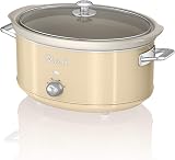 Swan Retro Slow Cooker 6.5L 320W Cream with 3 Temp Settings Keep Warm