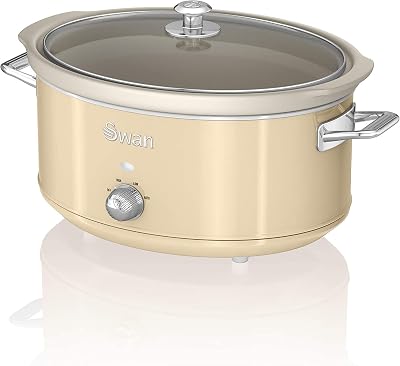 Swan Retro Slow Cooker 6.5L 320W Cream with 3 Temp Settings Keep Warm