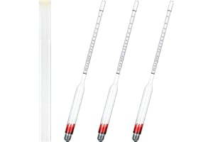 KONOHAN 3 Pcs Glass Hydrometer Alcoholmeter 0-200 Proof, Alcohol Hydrometer Digital for Distilling Moonshine Liquor, White