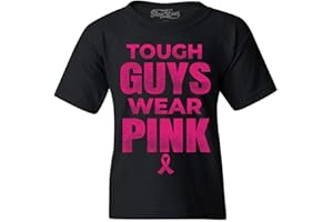 shop4ever Tough Guys Wear Pink Youth's T-Shirt Breast Cancer Awareness Shirts