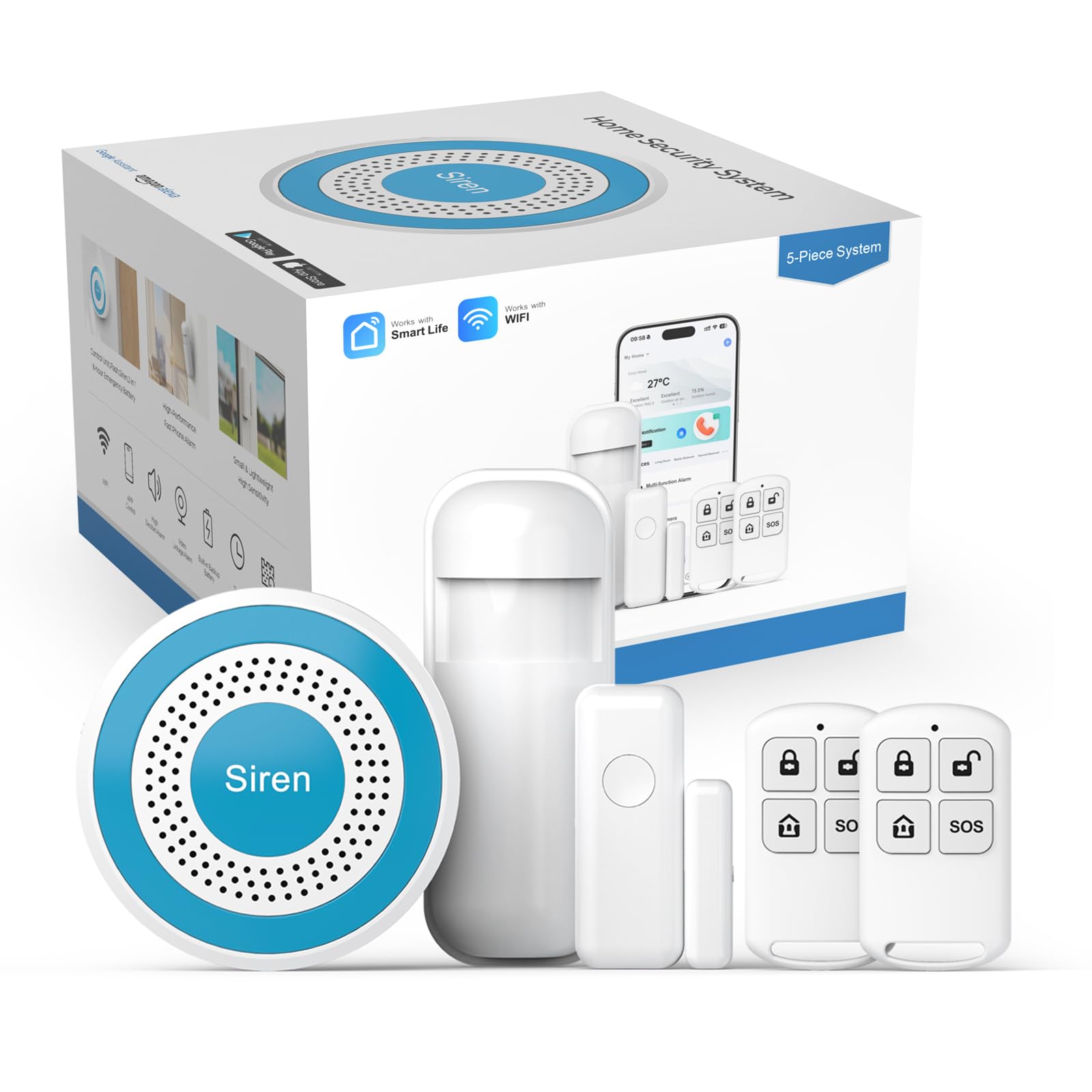 PGST Wireless Alarm System,Smart Home Security System with Tuya App ...