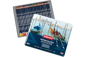 Derwent Colored Pencils, WaterColour, Water Color Pencils, Drawing, Art, Metal Tin, 24 Count (32883)