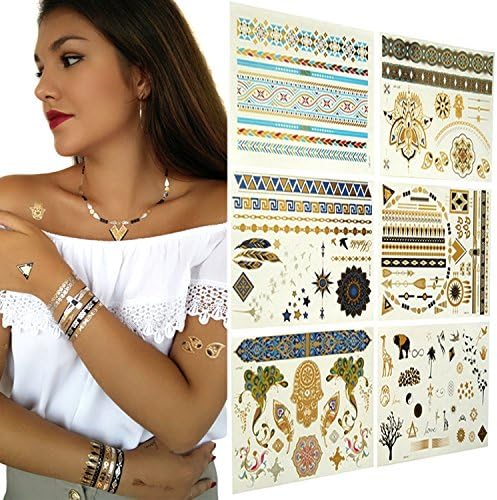 AUTHENTIC EGYPTIAN &amp; NATIVE AMERICAN inspired Metallic Temporary Tattoos - 100+ designs by GleeGoods