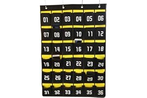 Loghot Numbered Classroom Sundries Closet Pocket Chart for Cell Phones Holder Wall Door Hanging Organizer (36 Pockets Grey)