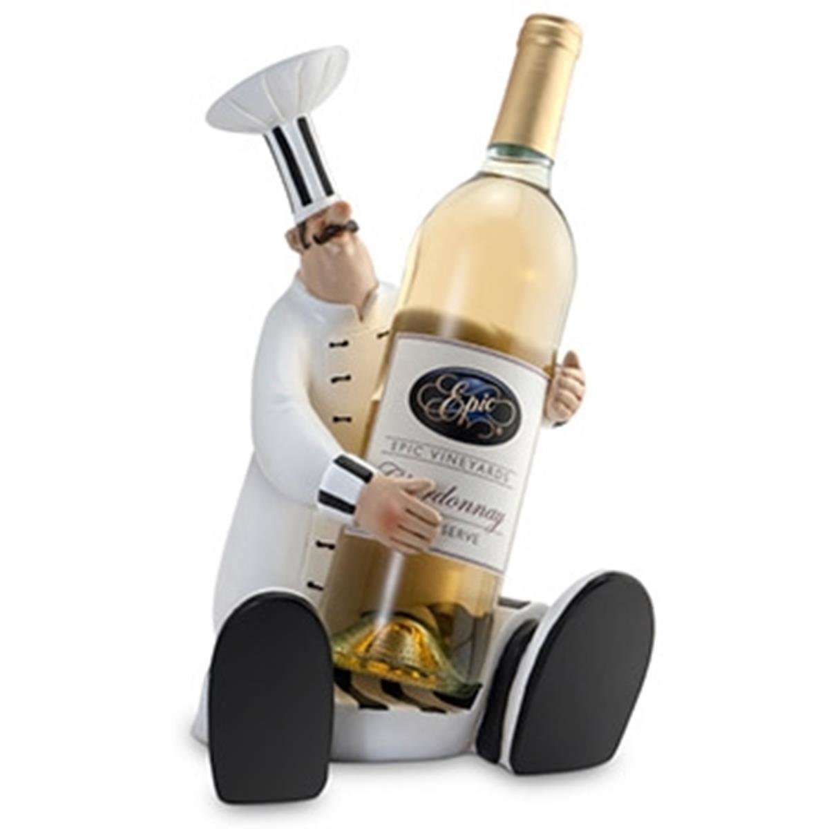 Buy Epic Sous Chef Seated Holding Wine Black White Detail Design Bottle