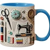 Love Sewing - Personalized Accent Mug, Customized Name Sewing Coffee Cup, Women Sewings Lovers Holiday Drinking Cup, Coffee Mug for Designer, Sewings Lovers Gifts for Mom, Sisters on Christmas