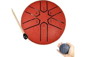 YAIOUTIY Rain Drum for Outside - 3 Inches 7 Notes Steel Tongue Drum, Mini Hand Drum for Outdoor, Drum Rain Chime Waterproof, Rain Drum for Garden Instrument (Red)