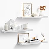 oridom 3-Pack 24" White Modern Wooden Floating Shelves, Wall Mounted, Set of 3, 6.7" W x 24" L x 1" H, 25lbs Load Capacity Each, Perfect for Bathroom, Kitchen, Living Room, Bedroom