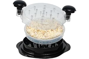 STJKBDFC Chicken Shredder Large Chicken Breast Shredder Tool Twist with Brush&Fork, Visible Meat Shredder Machine, Anti-Slip Strip, Ergonomic Handle, BPA Free (Black with SEPARATE PLATE, 10in*10in*2in)