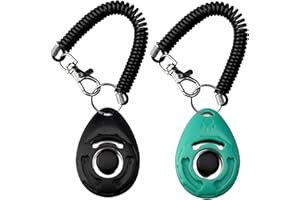 ABSONE Dog Clicker for Training with Wrist Strap, Training Clicker for Puppy, Cat, Potty, Bird, Horse, Pet, Dog Clicker Trainer Training Tools, Behavior Aids, 2 Pack Black and Green
