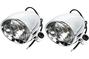 GLEAVI Vintage Bullet Motorcycle Fog Lights 2-pcs Auxiliary Driving Lamp for Cruiser Moped Spotlight