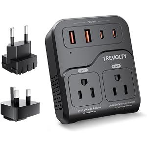 2000W Voltage Converter US to Europe, 220V to 110V Converter for European Travel with 3AC/2USB-A/2USB-C (PD20W), Travel Essen