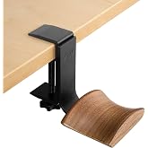 Walnut Wood Headset Holder Universal Adjustable Clamp-on Headphone Stand | Headphone Holder with 6cm Wide Walnut Headrest,Headset Stand Aluminum Headphone Hook for Over Ear and Gaming