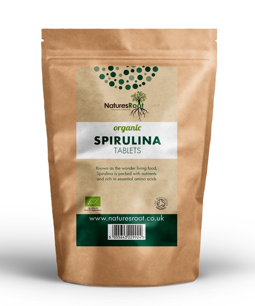Organic Spirulina Tablets by Natures Root 250g (500 Tablets) - HIGH in Protein & Iron | ANTIOXIDANTS | Nutrient Rich