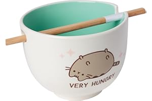 Enesco Pusheen The Cat Very Hungry Ramen Bowl with Chopsticks, 3.94 Inch, Multicolor