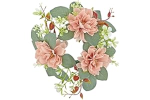 LOGOFUN Candle Rings Artificial Eucalyptus Leaves Floral Candle Rings Wreath Greenery Silk Flower Candle Rings for Christmas Wedding Party Decor - 9.04IN