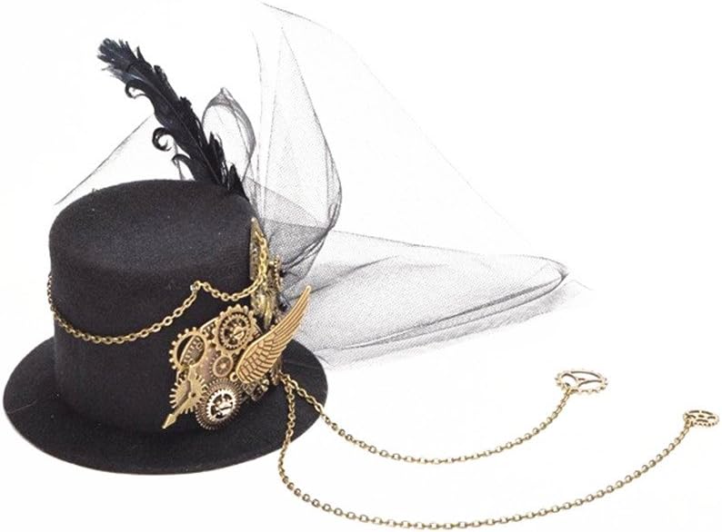 HiSummit Steampunk Women's Mini Top Hat Mini Halloween Hat Party Hat (A)