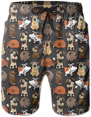 Pitsa7m Men's Dogs Quick Dry Summer Boardshort Swimm Surf Trunk Athletic Beach Board Shorts