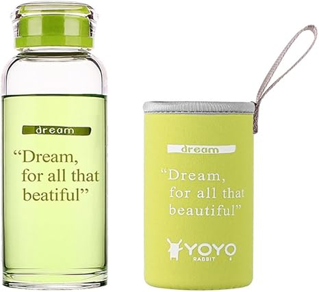 Amazon クリエイティブ 可愛い 透明 水筒 マグボトル ガラス製スタイリッシュなホウケイ酸ガラス 水筒 カバー付き 水筒 マグボトル用アクセサリー オンライン通販