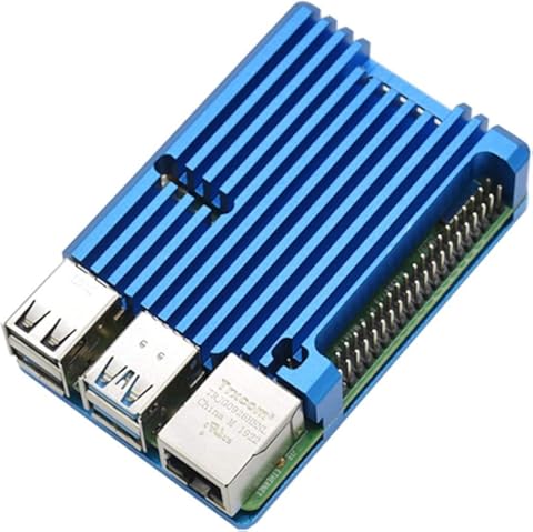 Raspberry Pi 4 Modelo B Caja de aleación de Aluminio CNC Carcasa de Armadura de Metal con disipadores de Calor para Ventiladores Raspberry Pi 4B-NO (Azul) ESjasnyfall