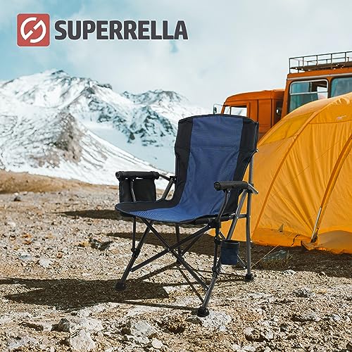 Superrella Camping Chair Folding Portable Lawn Chair 2 Pack Comfortable Hard Arm Sturdy for Family Camp, Outdoor, Sports, Beach, Travel, Black & Gray, Supports 300 lbs