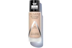 Almay Skin Perfecting Comfort Matte Foundation, Hypoallergenic, Cruelty Free, -Fragrance Free, Dermatologist Tested Liquid Makeup, Cool Nude