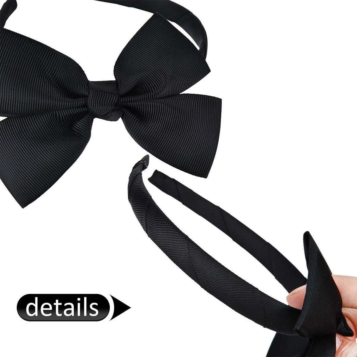 Vamotto 8 Pieces Bow Tie Headband Bow Tie Hairband for Girls,Head Wraps Grosgrain Ribbon Hair Band Hair Accessories for 3-12 Year Girls Favors and Party - Image 4