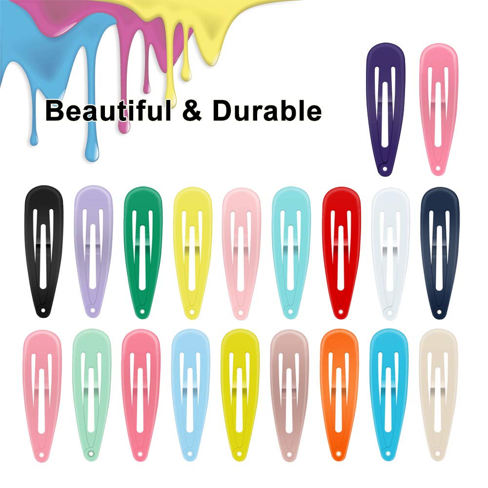 Hair Clips, ECADY (100-Pack 20 Colors) Non-Slip Snap Barrettes for Girls, Women, Kids - 2 Inch : Beauty
