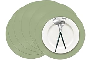 DATYIIHA 50 Pieces Sage Green Paper Place Mats Sage Round Disposable Table Mats Green Paper Doilies Decorative Placemats for Wedding Banquet Party Home Dining Tableware Decor