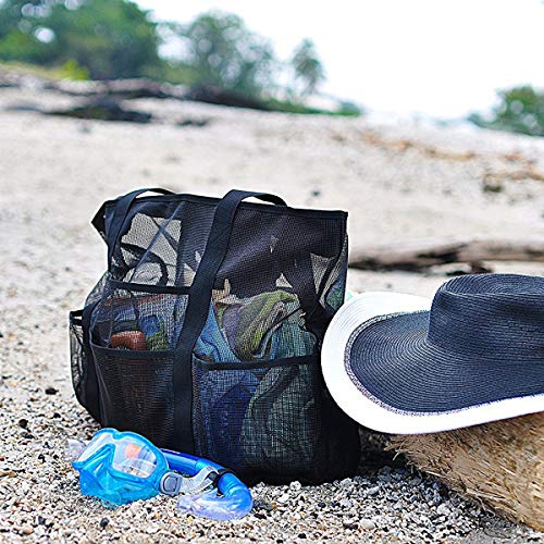 TECKE Mesh Beach Tote Bag 27.5" Oversized Carry Travel Bags for