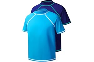 BIGANT Boys Rash Guard Short Sleeve Swim Shirt UPF 50+ Sun UV Protection Kids Youth SPF Surfing Water Beach Swimwear Top Quick Dry