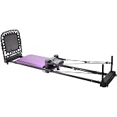 Stamina Products AeroPilates Reformer Plus 379, Pilates Machine, Purple | Home Gym Workout Equipment with Cardio Rebounder, Padded Foot Bar, and 4 Resistance Cords