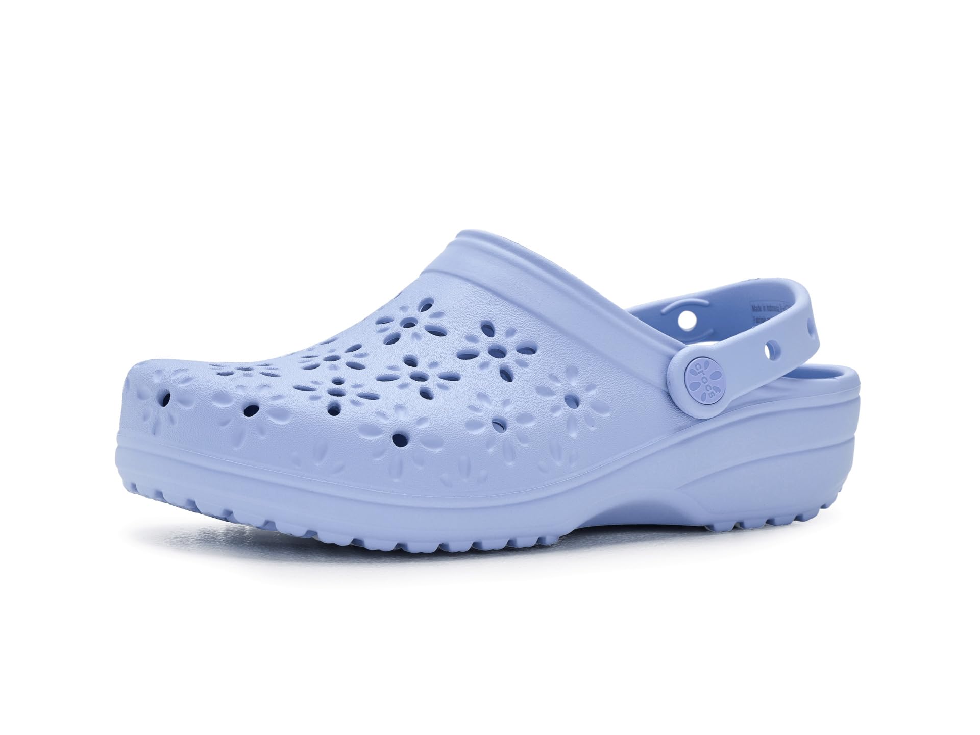 Crocs, Unisex, Classic Clogs with Floral Cut Out Design, Blue Haze, Men 5, Women 7, Medium Image