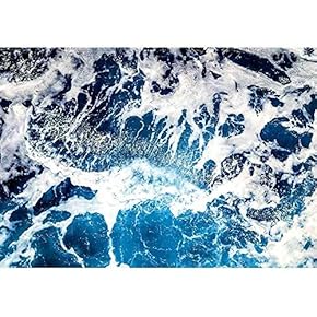 Areal Shot of Deep Blue and Rough Sea with Lot of Sea Spray - Removable Wall Mural | Self-Adhesive Large Wallpaper - 66x96 inches