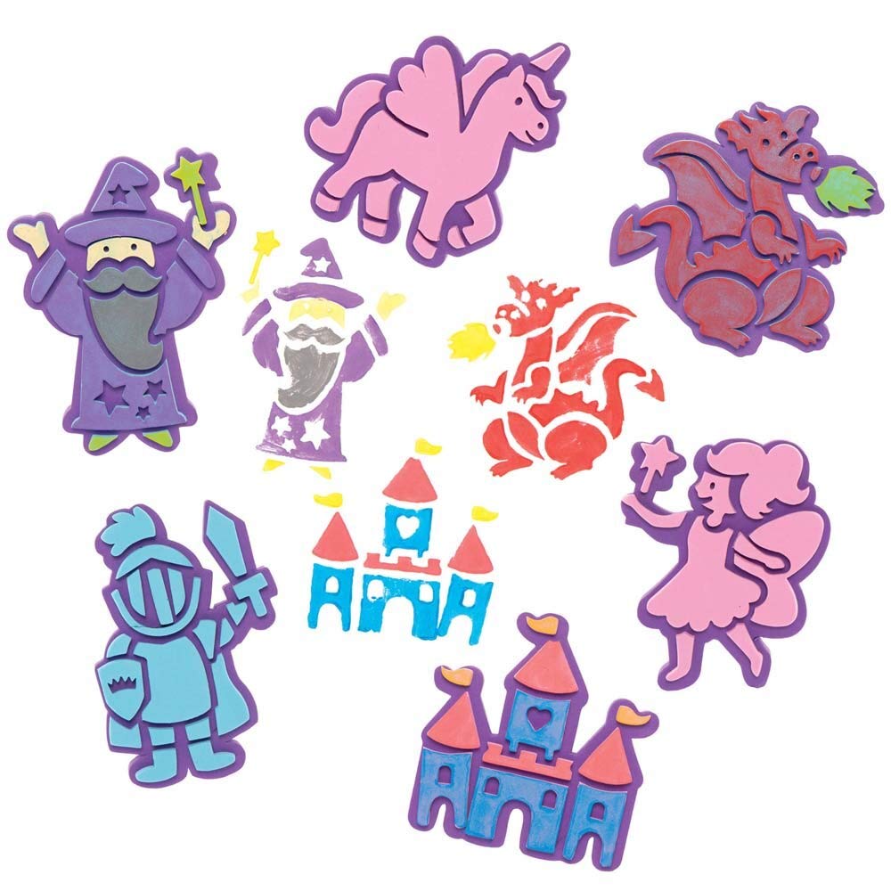 Baker Ross FE537 Fairy Tale Craft Foam Stampers - Pack of 10, Craft Stamps, Stamp Sets for Children, Ideal for Kids Arts and Crafts Projects