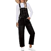 luvamia Barrel Leg Overalls for Women Baggy Bib Stretchy Denim Jumpsuit Loose Fit Jean Overall Jumpsuits with Pockets