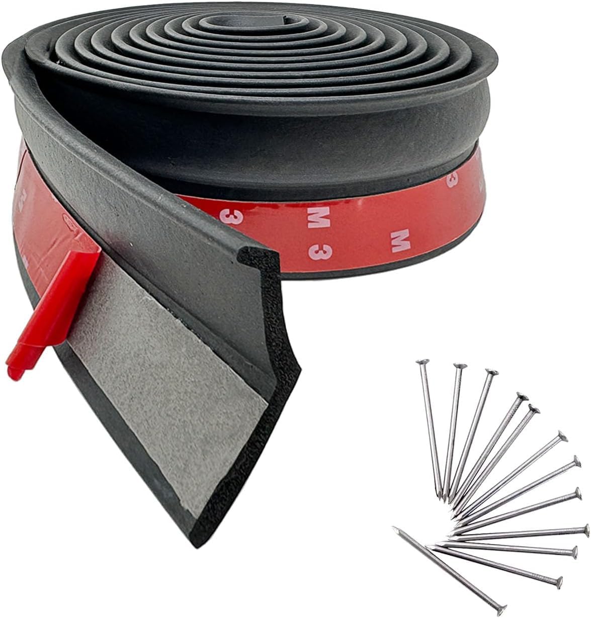 Universal Garage Door Seal 6m,Garage Door Bottom Seal Strip Garage Bottom Seal Garage Door Draught Excluder with Nails Waterproof